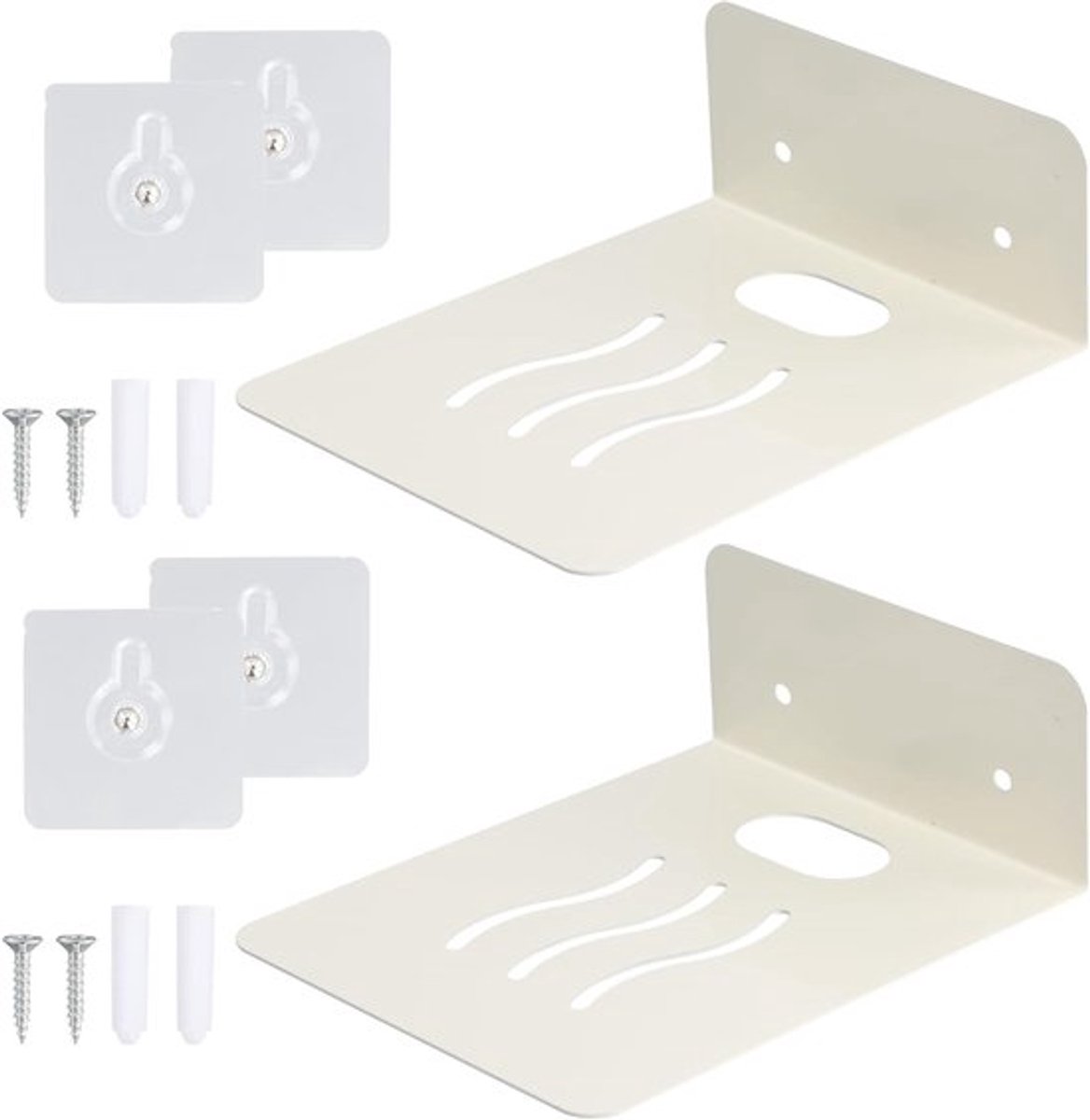 Set van 2 Kleine Witte Planken van 15,5 cm, Roestvrij Staal, Makkelijk Te Monteren, Ideaal voor Woonkamer, Badkamer, Keuken en Kantoor