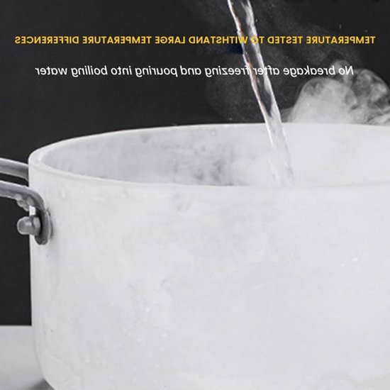 Hittebestendige glazen stoofpot met deksel - Perfect voor soep, pasta en salades met roestvrijstalen handgrepen — afbeelding 2