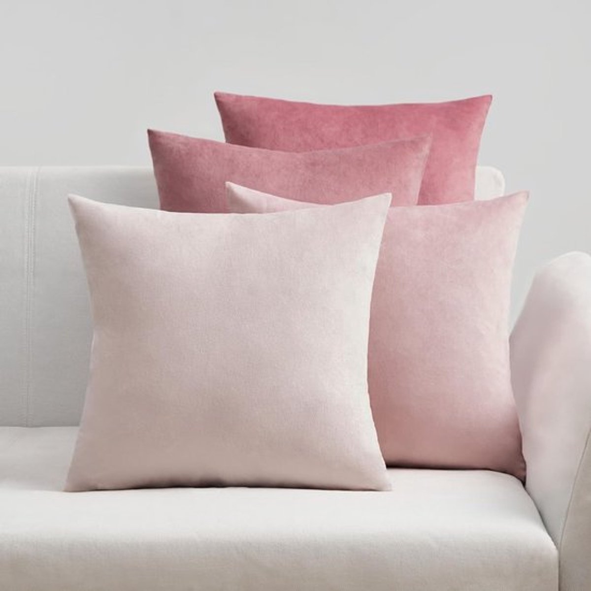 Set van 4 Fluwelen Kussenhoezen 60 x 60 cm in Roze Gradient, Decoratieve Kussens voor Bank, Slaapkamer en Woonkamer