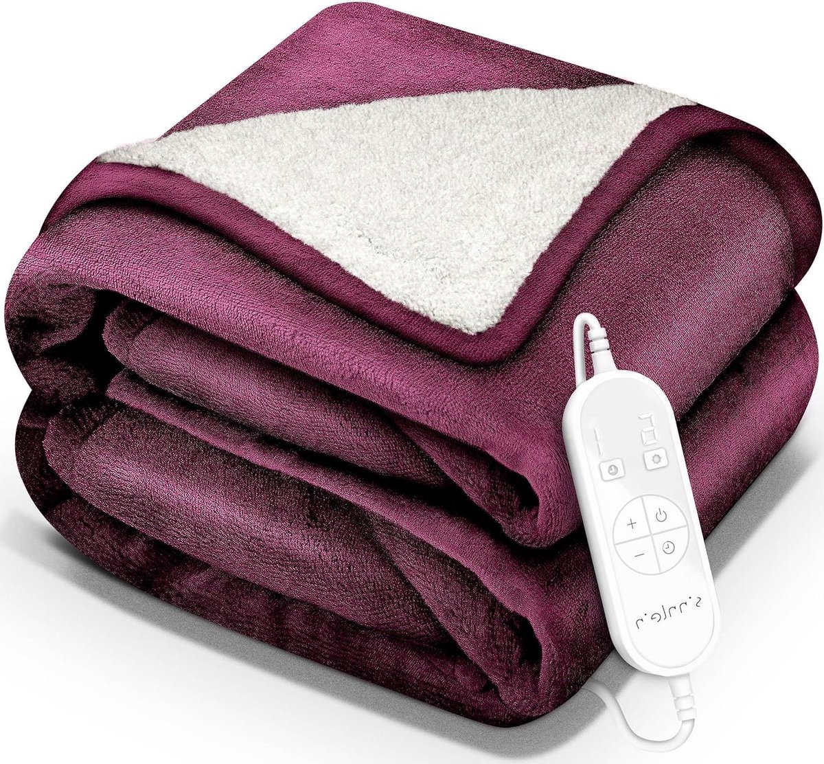 Elektrische Deken - Verwarmde Plaid - Ontspannen op de bank - 9 Warmtestanden - 200x180cm - Bordeauxrood