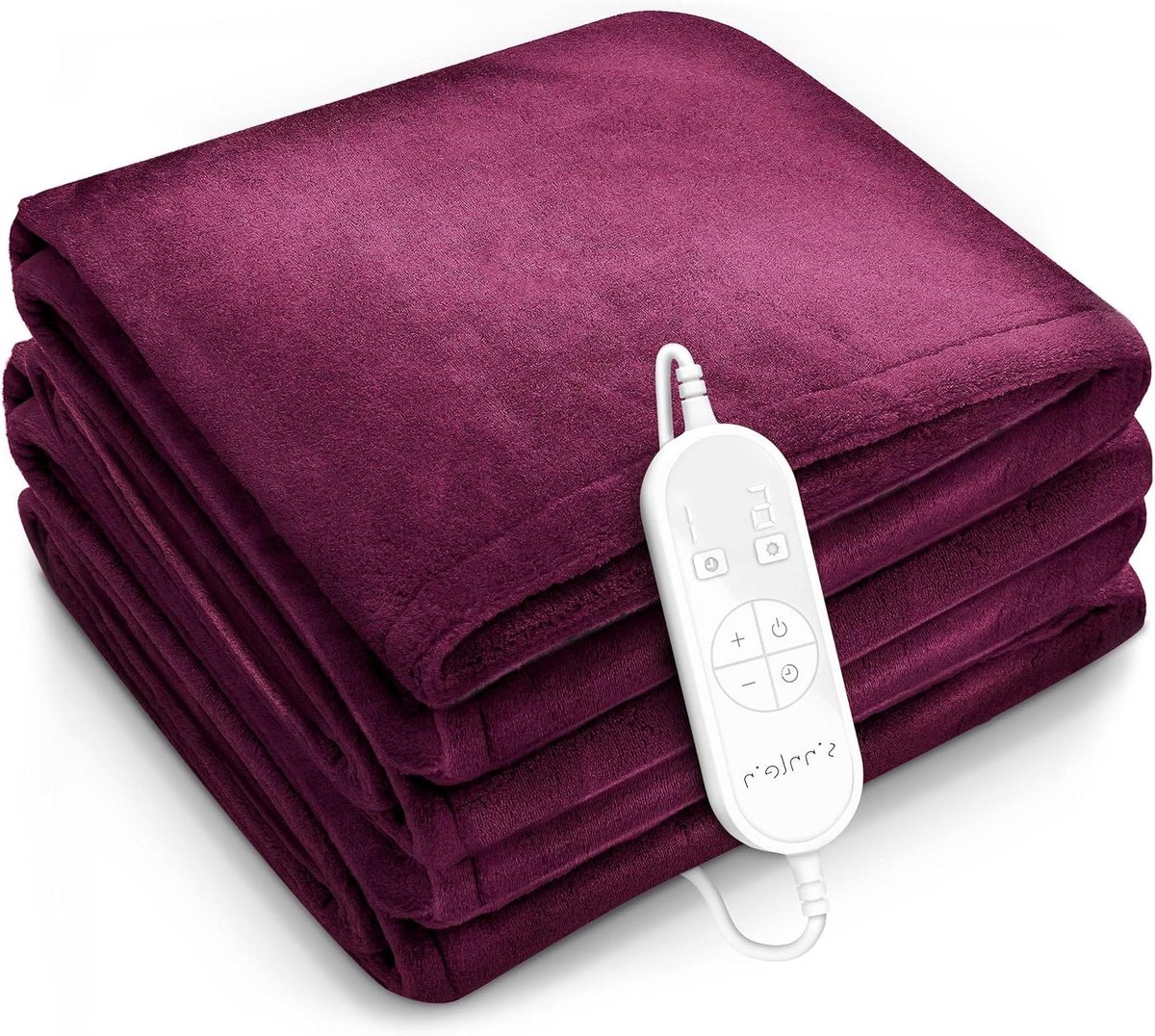 Warmtedeken Pluche - Elektrische deken - Ontspannend slapen - 9 Warmtestanden - 200 x 180 cm - Bordeaux