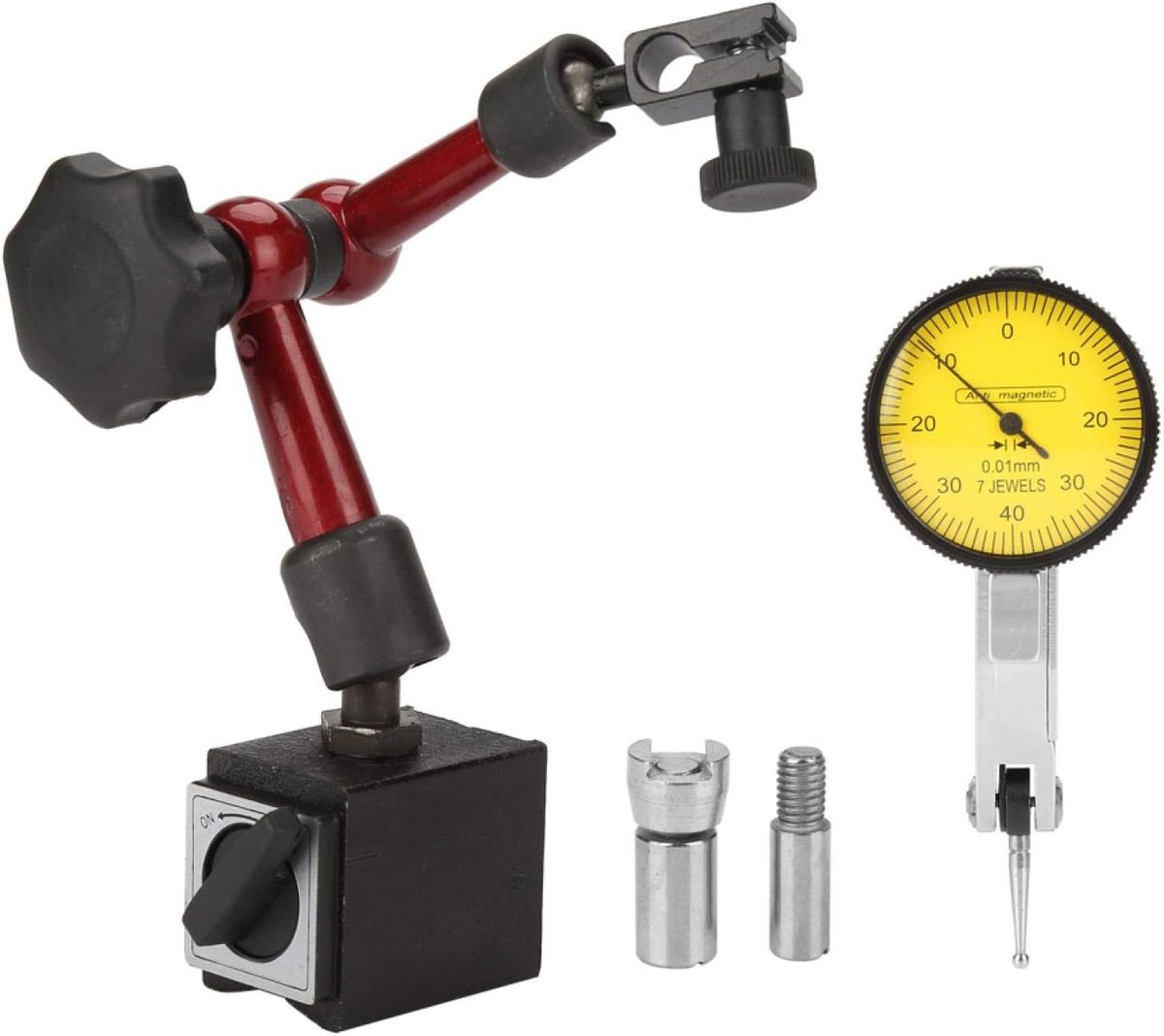 Dial Gauge with Magnetic Stand Base Holder, Lever Clock Test Indicator with Gauge Flexible Strong Magnetic Meter Stand - ShopVlot