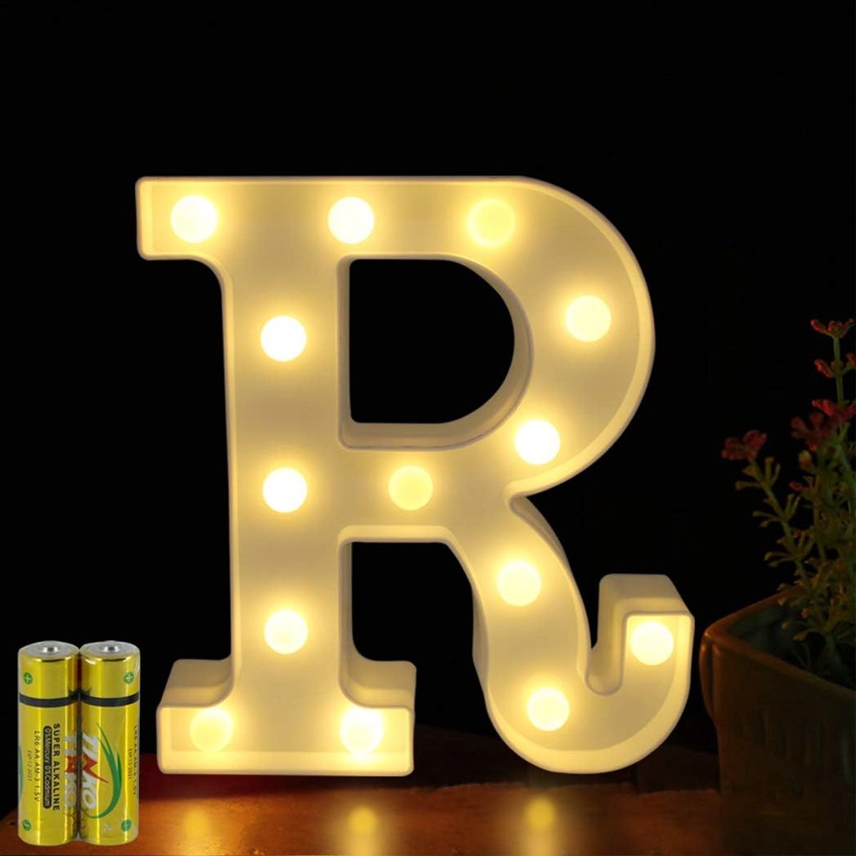 SnelShoppen - LED Letterlamp Alphabet Lamp Verlichte Letters Decoratie voor Verjaardagsfeest, Bruiloft, Kinderkamer, Warm Witte Licht (R)