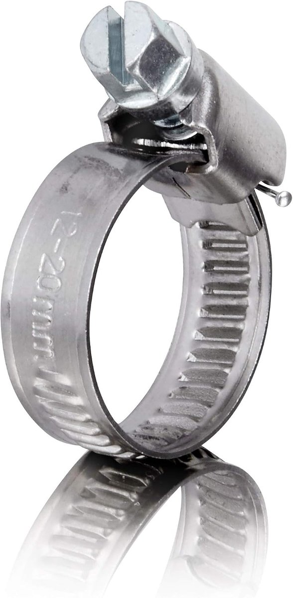 SnelShoppen - Set van 8 RVS Slangklemmen DIN 3017 12-22 mm voor Professionele Tuinslang, Luchtpijp, Benzineleiding, Olieleiding, Roestvrij staal