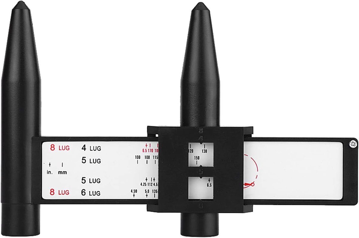 SnelShoppen - Wheel Tire Rim Bolt Ruler - Universele Meetlat voor Wielboutpatronen 4 5 6 8 Gaten - Precisie Meetgereedschap van Staal voor Voertuigen