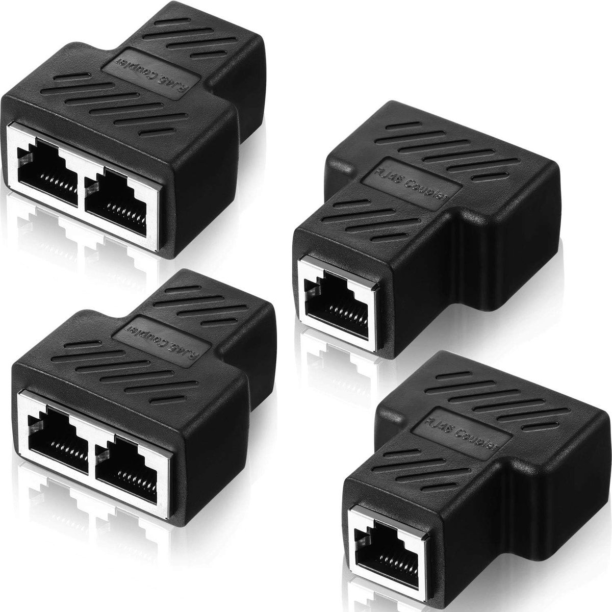 Frienda 4pcs RJ45 Ethernet Splitter Connectors 1 to 2 Splitter Connectors LAN Ethernet Plug Adapter Compatible with - ShopVlot