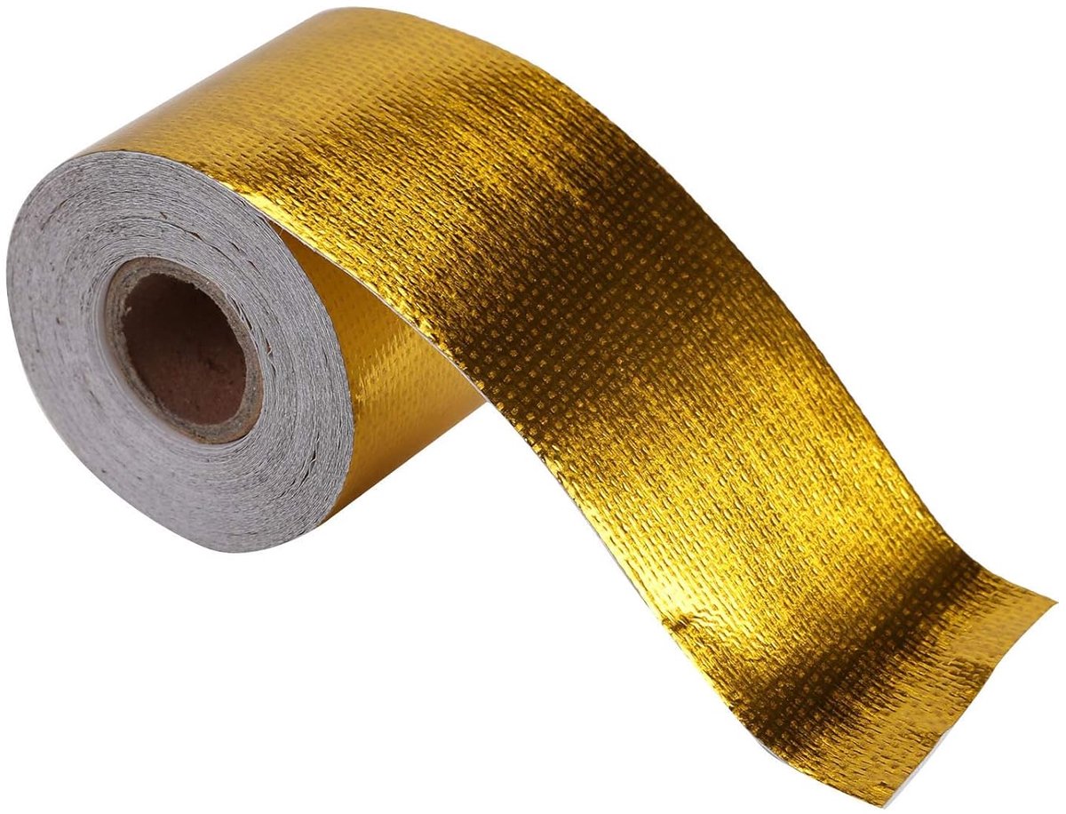 SnelShoppen - Baceyong 9mx5cm Glasvezel Goudfolie Duct Tape, Hoge Temperatuur Warmtebeschermende Tape voor Auto, Stoomleiding, Chemische Apparatuur