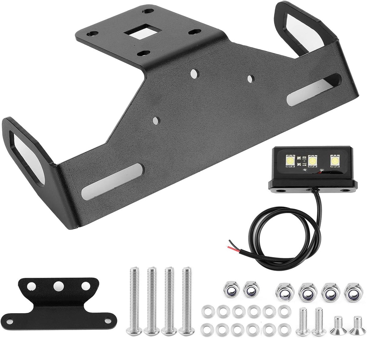 SnelShoppen - Kentekenhouder, Kentekenhouder Achterlicht Tidy Fender Verwijder Kit Voor Z1000 2014-2017/Z1000R 2018-2019, Aluminium, Zwart, Met LED Li