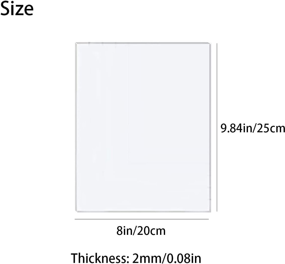 Transparante Acrylaatplaten 2 mm - Heldere Acrylaat Schijven voor Fotolijsten, Projecttentoonstellingen en Schilderijen (25 x 20 cm)