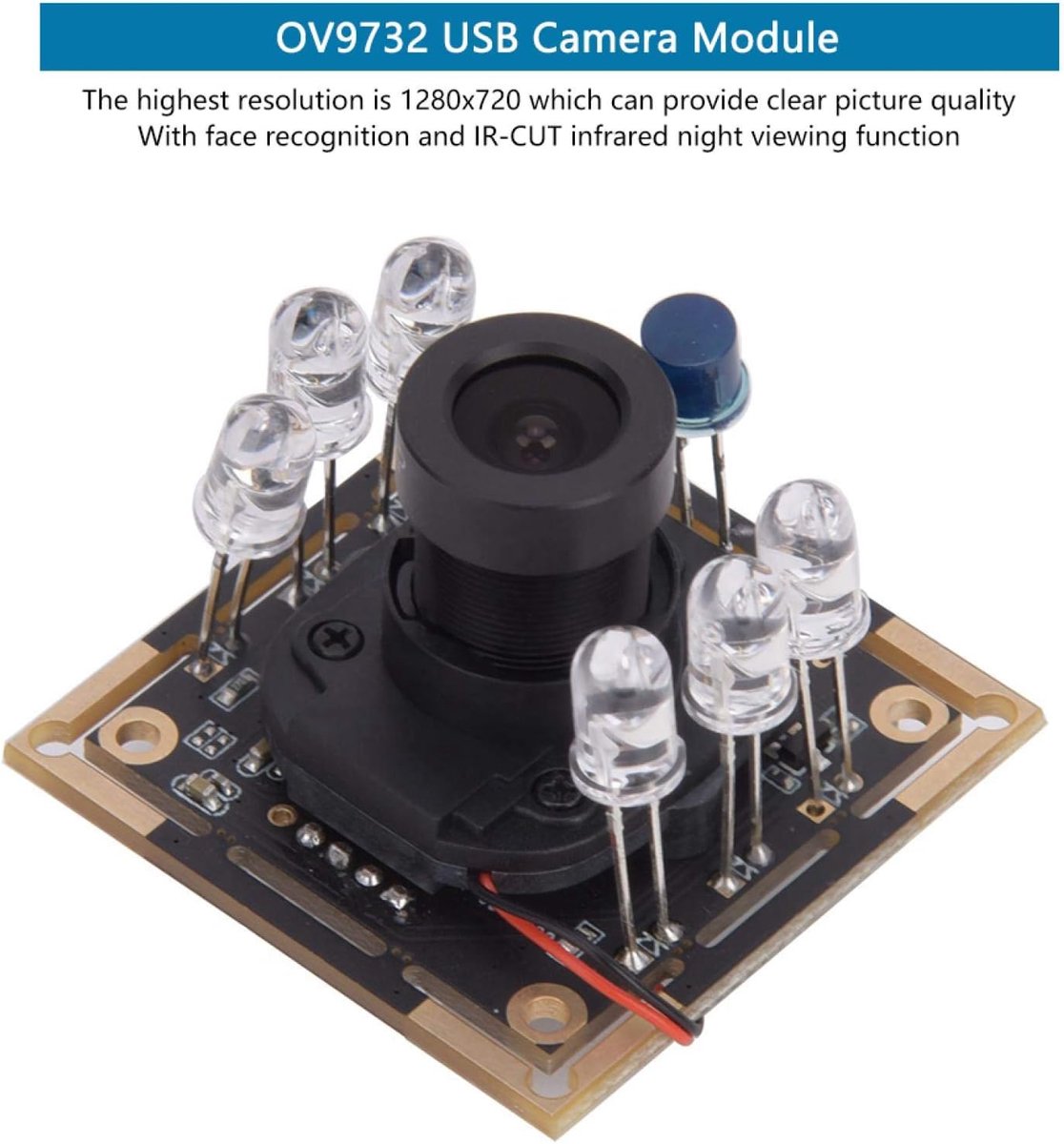 SnelShoppen - Face Recognition IR USB Camera Module 1280x720 30fps met Infrarood Nachtzicht en Brede Kijkhoek 72° voor Beveiliging en Slimme Toepassin