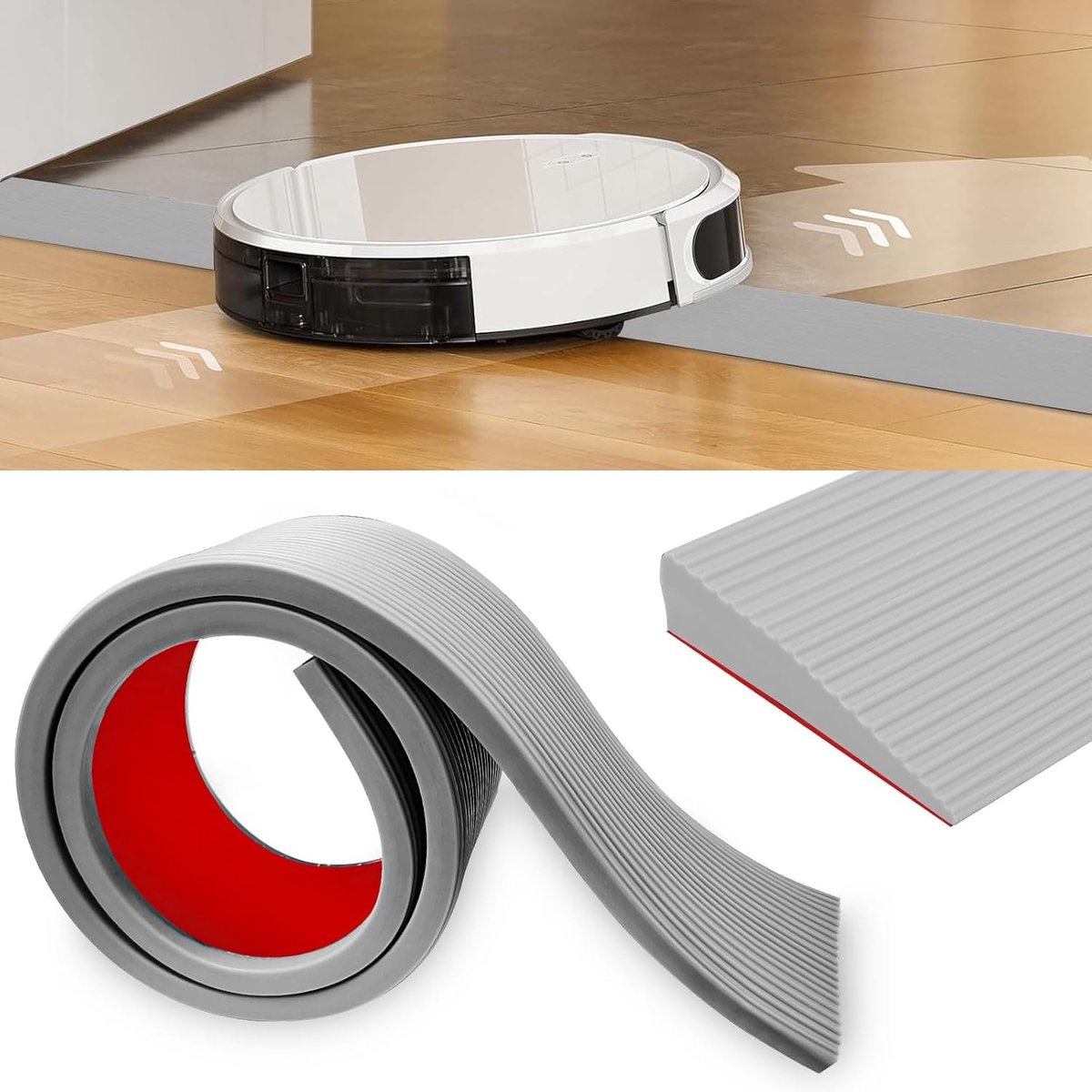 Drempelhelling 90 x 8 x 1.5 cm, Rubber Rolstoelhelling, Antislip Oppervlak, Drempel Ramp voor Rolstoel, Kinderwagen en Transportwagen, Grijs