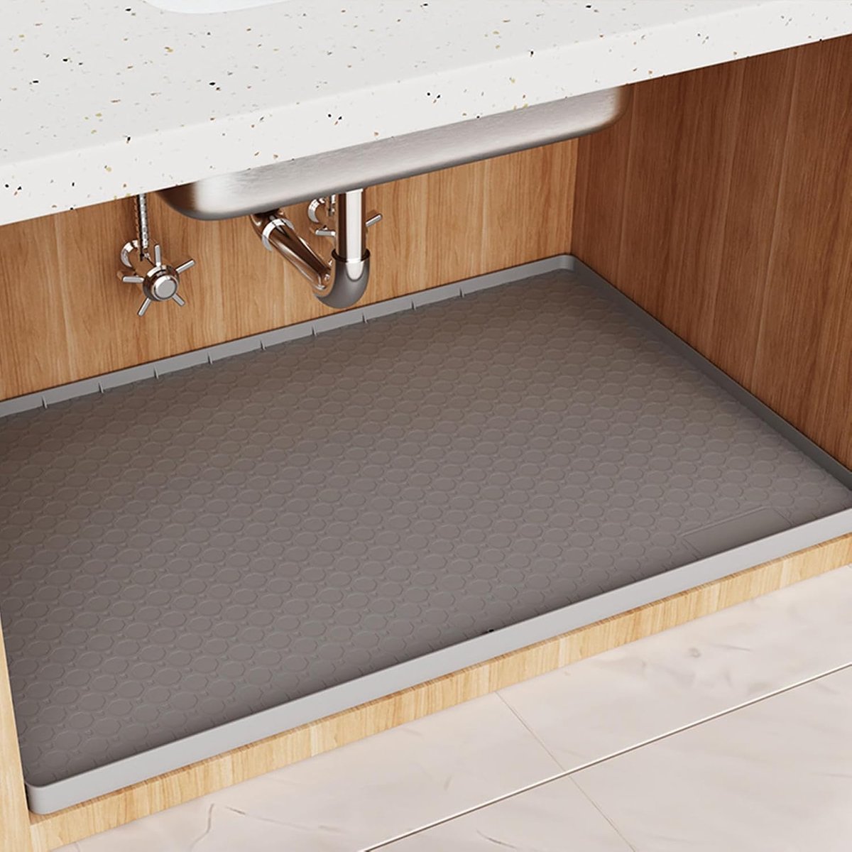 Siliconen Gootsteenmat - Waterdichte Onder Gootsteen Mat - Antislip Beschermmat - Voor Keuken en Badkamer, Kastbeschermer, Organizers en Opslag - 70x48 cm