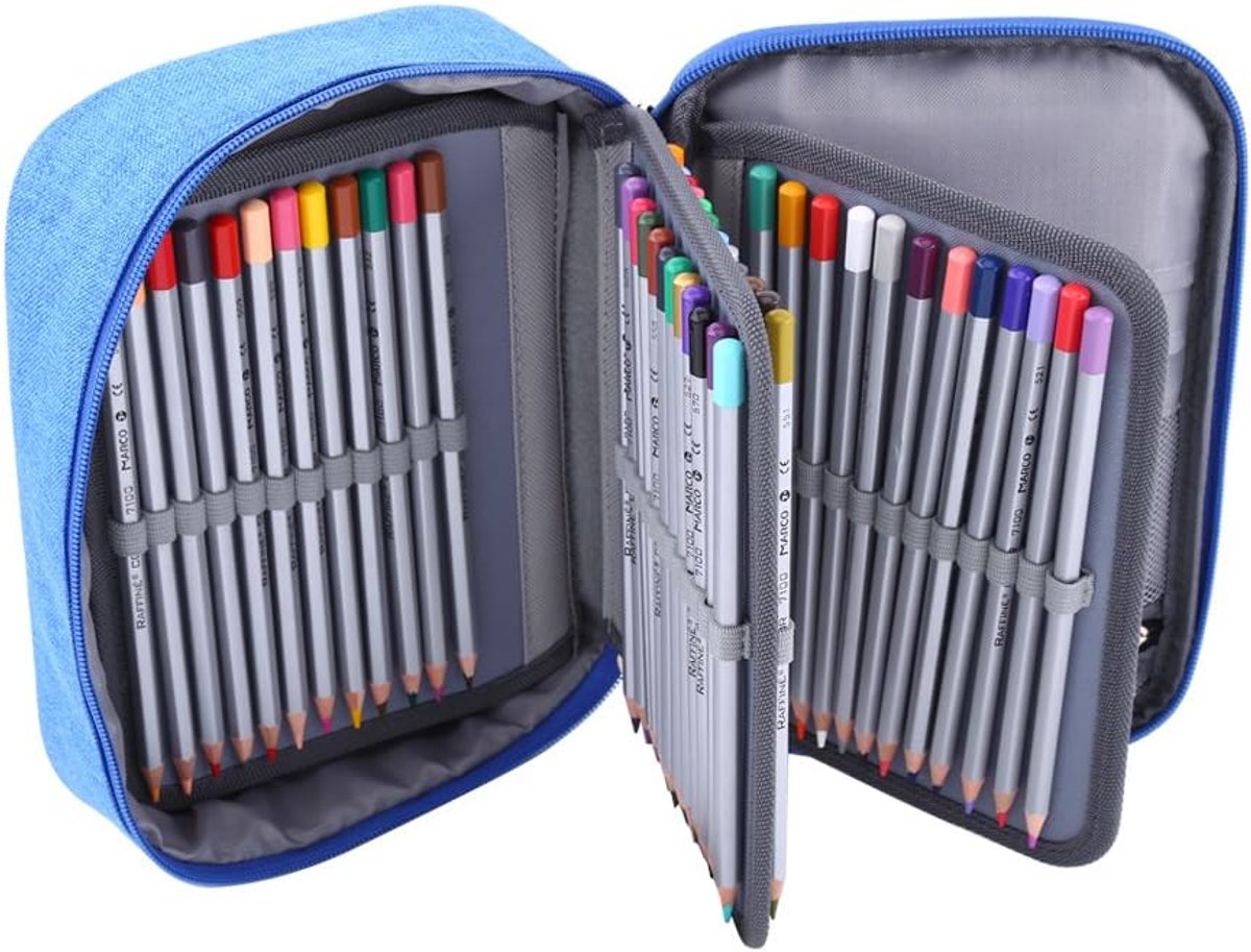 72 Compartment Pencil Case, Multi-layer Foldable Large Capacity Pencil Case Zip Pen Bag with Zip for Artists - ShopVlot