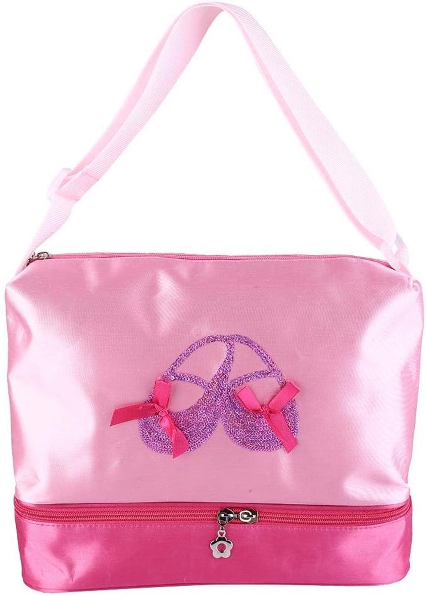 SnelShoppen - Ballettas Meisjes Handtas Kinderen Ballerina Duffle Tas Dans Schoudertas Sport Rugzak voor Ballet Dans Fitness Roze 25x11x25cm