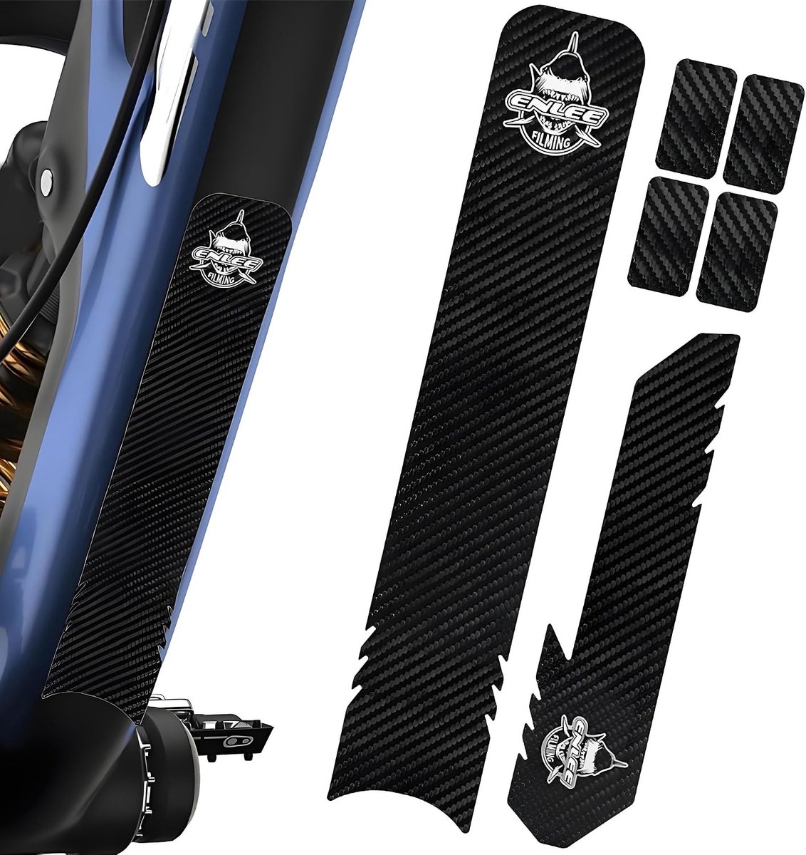 SnelShoppen - CHENNAN Krassbestendige carbonfiber sticker voor fiets, framebescherming, waterdicht, herbruikbaar, diamanten patroon, mountainbike, 12