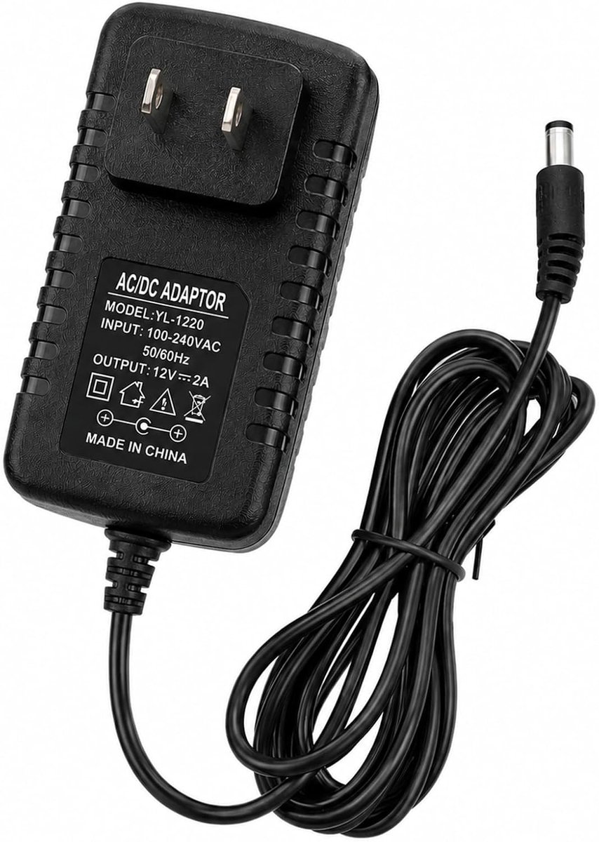 12V 2A Plug Power Supply 100-240V, DC Hollow Plug 5.5x2.1mm/5.5x2.5mm, 15W Universal for Children Electric Car/LED - ShopVlot