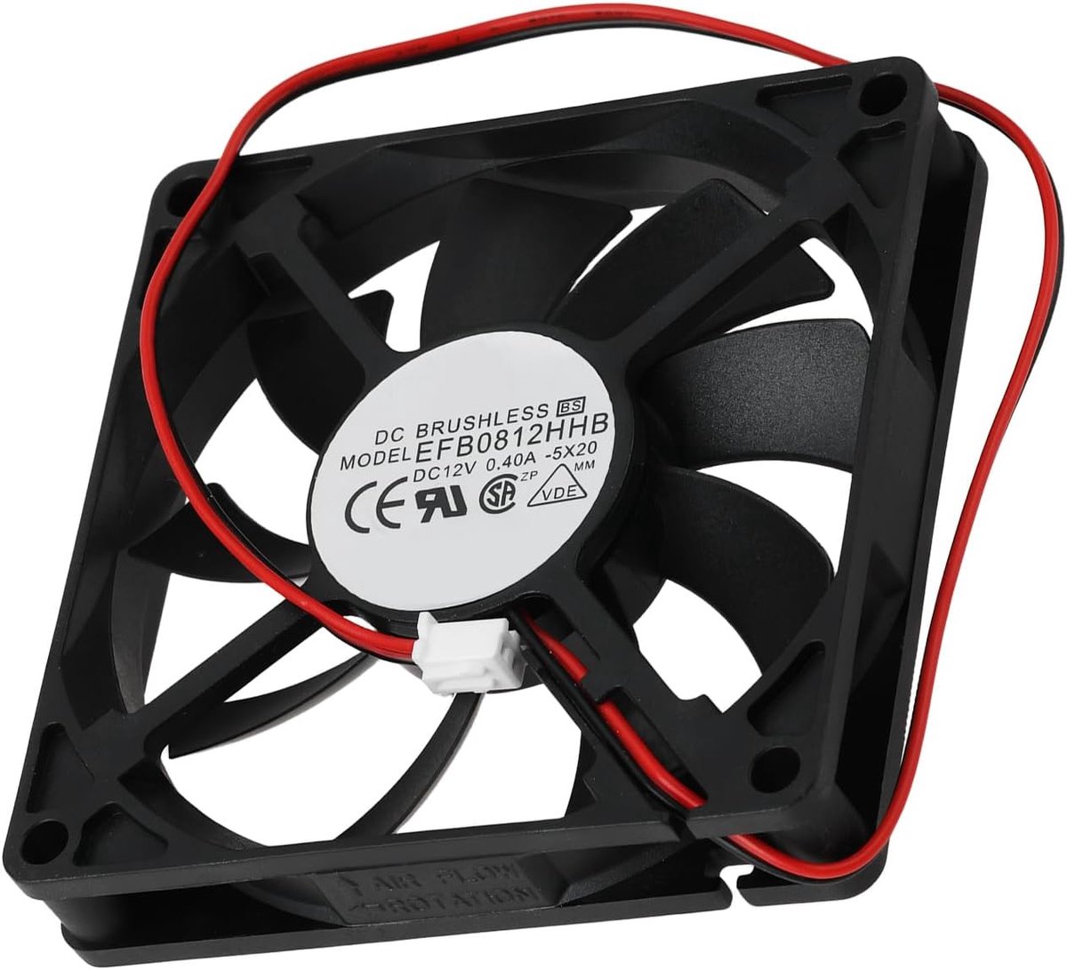 SnelShoppen - 80x80x15mm 2Pin Koelventilator 12V 0.40A Voor Invertersystemen, Ruimtebesparend, Efficiënte Luchtstroom, Brushless Technologie