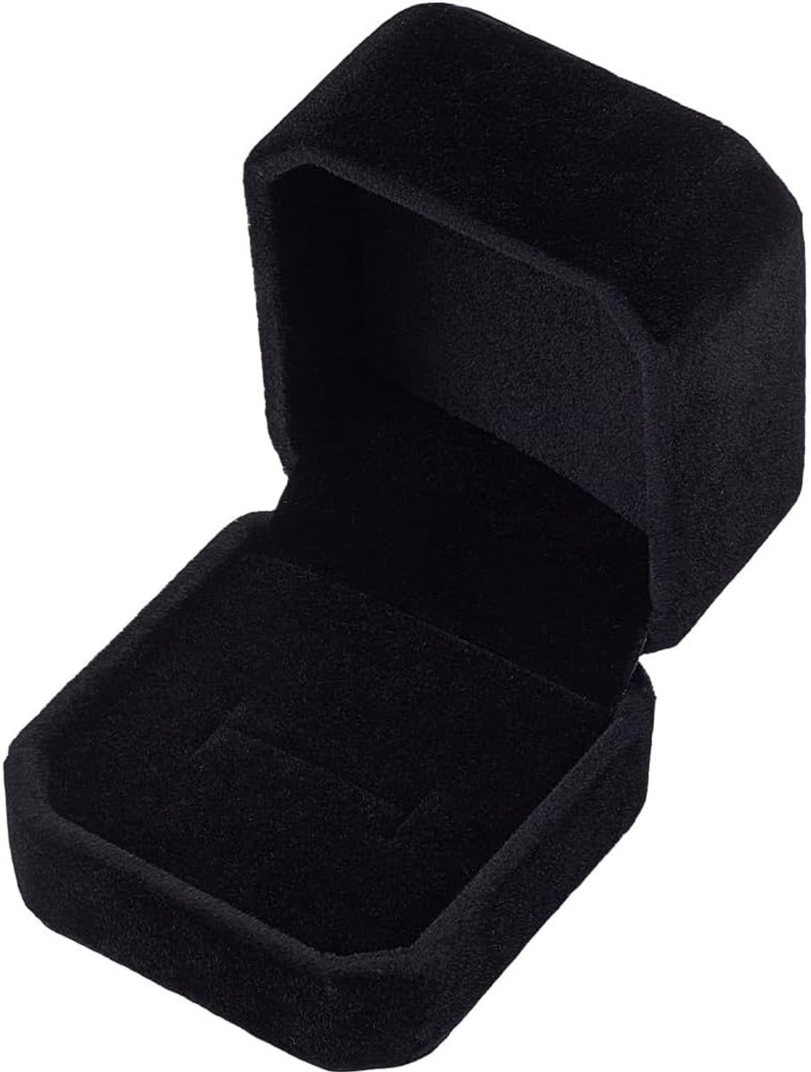 SnelShoppen - Luxe Zwarte Verlovingsringdoos - Velvet Earring Box - Vierkante Octagon Ringbox voor Trouwringen, Halskettingen - Perfect als Kerst- of