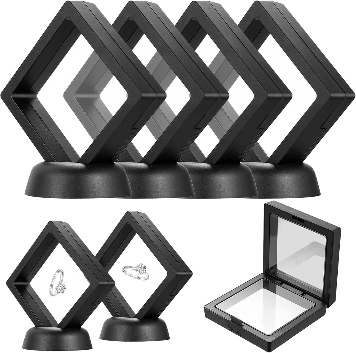 Floating display frames set van 7 - transparante film - voor sieraden en munten - dustproof en herbruikbaar - ShopVlot