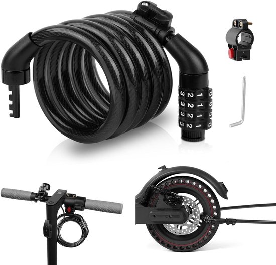 Schijfremslot - Remschijfslot Met Reminder Kabel En Houder - Fiets Slot - Elektrische Step Slot - Motorslot - Scooterslot - Slot - Elektrische Step Accessoires - Voor E-Bike / Motor / Scooter / Elektrische Step / Fiets - Anti-Diefstal - Zwart — afbeelding 4