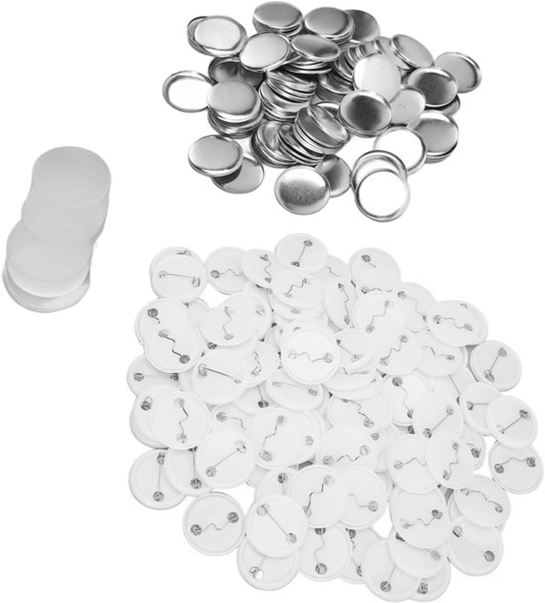 100 sets DIY speldbadges voor creatieve projecten, badgehoesjes en doktersbenodigdheden - 25 mm
