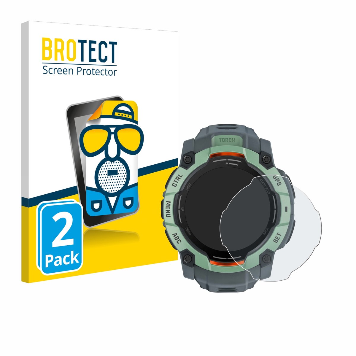 BROTECT - Screenprotector voor Garmin Instinct 3 AMOLED (50 mm) - Folie Beschermfolie matte 2 Stuks