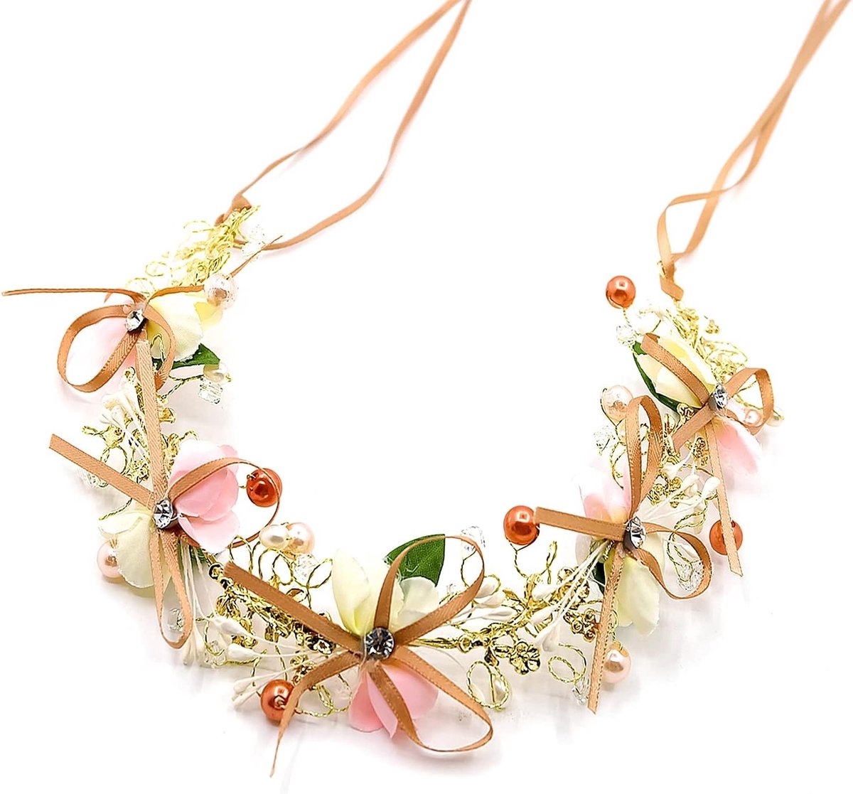 Bruiloft Haaraccessoires - Bruid Hoofdband - Speciale Gelegenheden - Handgemaakt Parels - 26cm Lengte - Goud