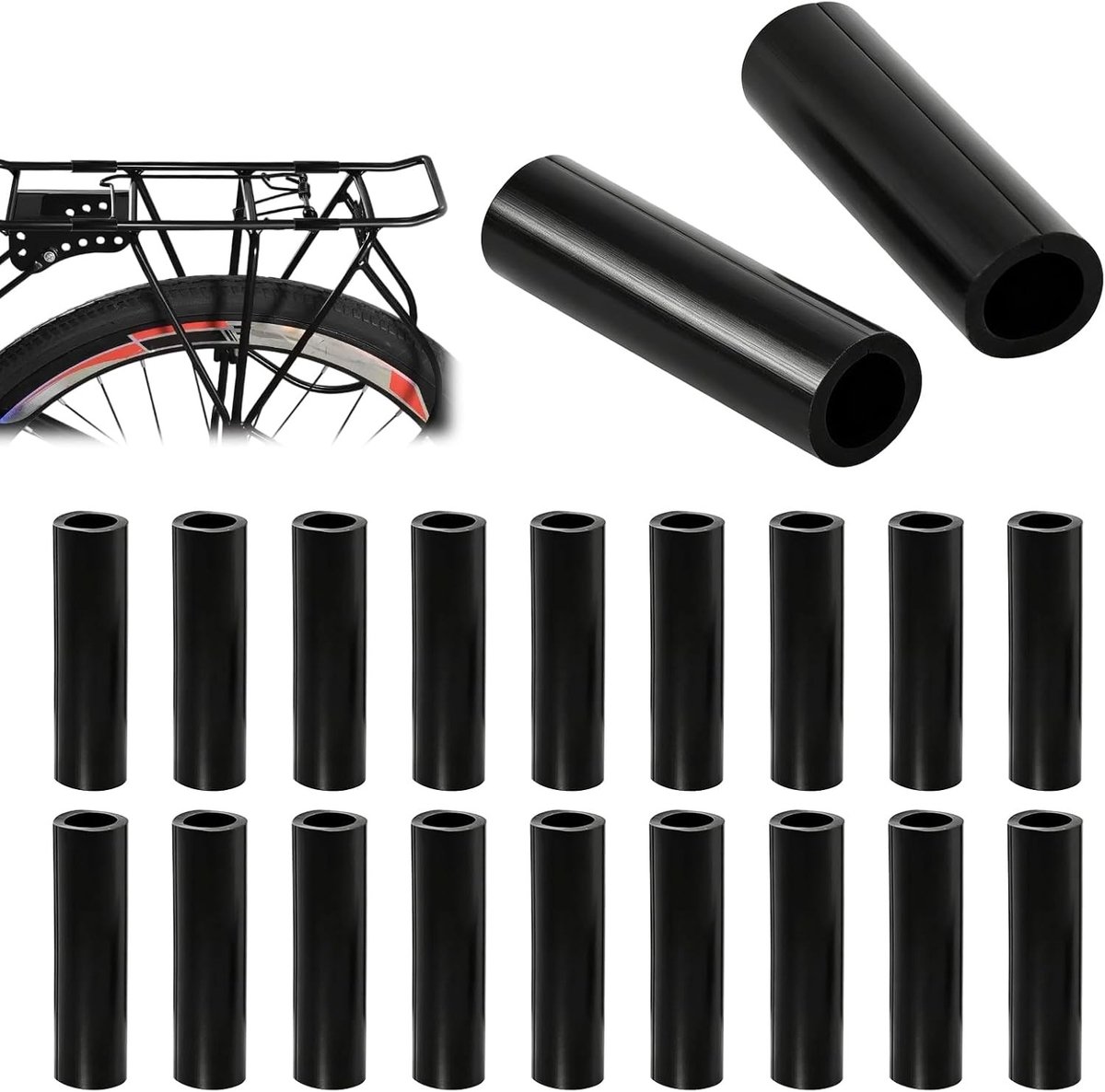 Slijtbeschermingsset voor Fietsbagagedrager - Zwart - 15 x 10 x 2 cm - Siliconen Krasbescherming - Voor Diverse Fietsen