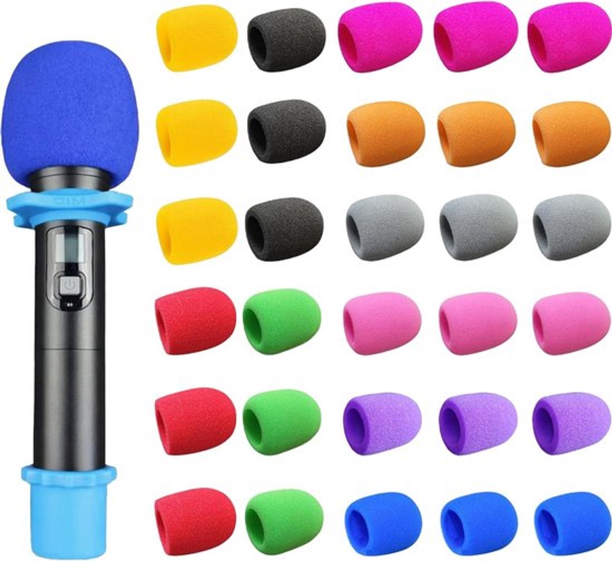 Kleurige Schuim Microfoon Windschermen - 30 Stuks Universele Bescherming voor Karaoke, Opnames en Live Optredens
