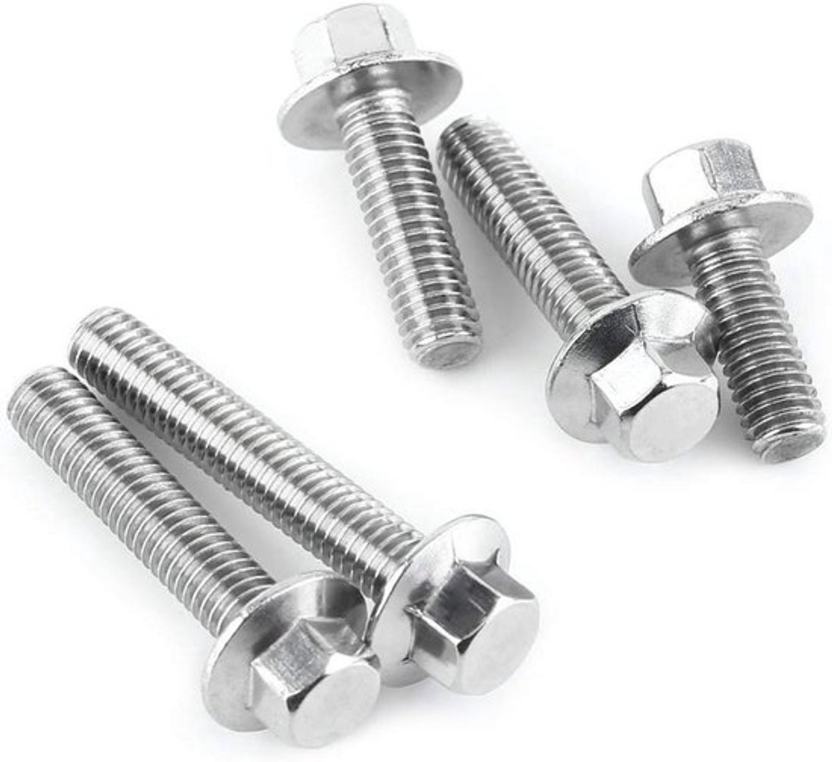 Set van 10 RVS M6 Flensbouten met Zeskantkop, Ideaal voor Bevestiging en Montage, 16 mm Lengte