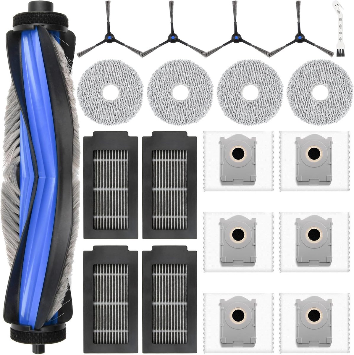 SnelShoppen - 20-delig Accessoireset voor Robotstofzuiger met Hoofdborstel, Stofzakken, Mopdoeken, Filters en Zijborstels - Geschikt voor Ecovacs Deeb