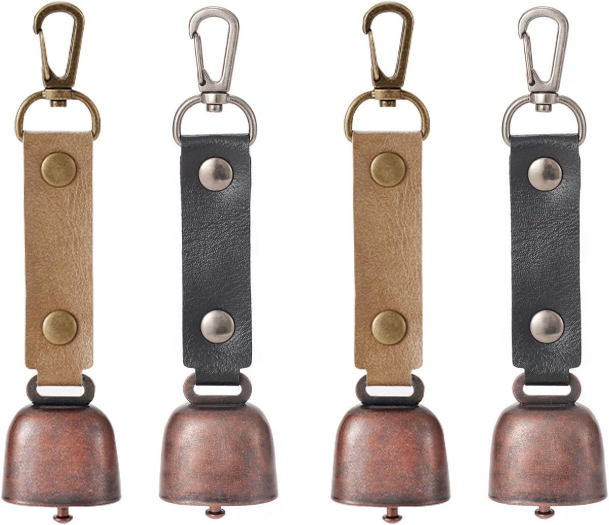 Bear Bell, 4pcs Loud Bear Bell Walking Bell Copper Bell Willow for Outdoor Hiking Backpack Labels Pet Collars (Black - ShopVlot