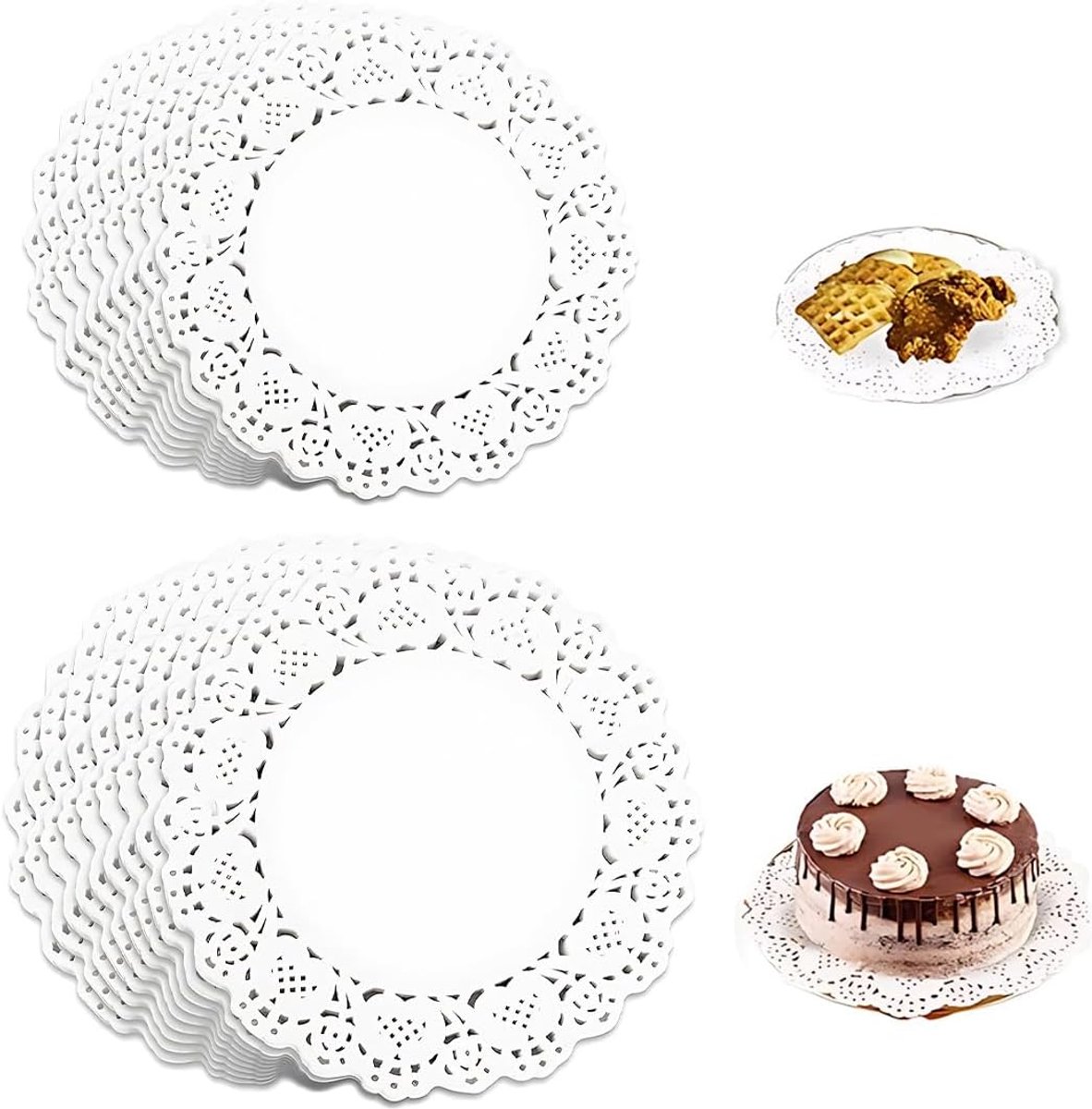 Papieren placematten 3.5 inch en 4.5 inch - witte kant - absorberend - perfect voor feesttafel - SnelShoppen