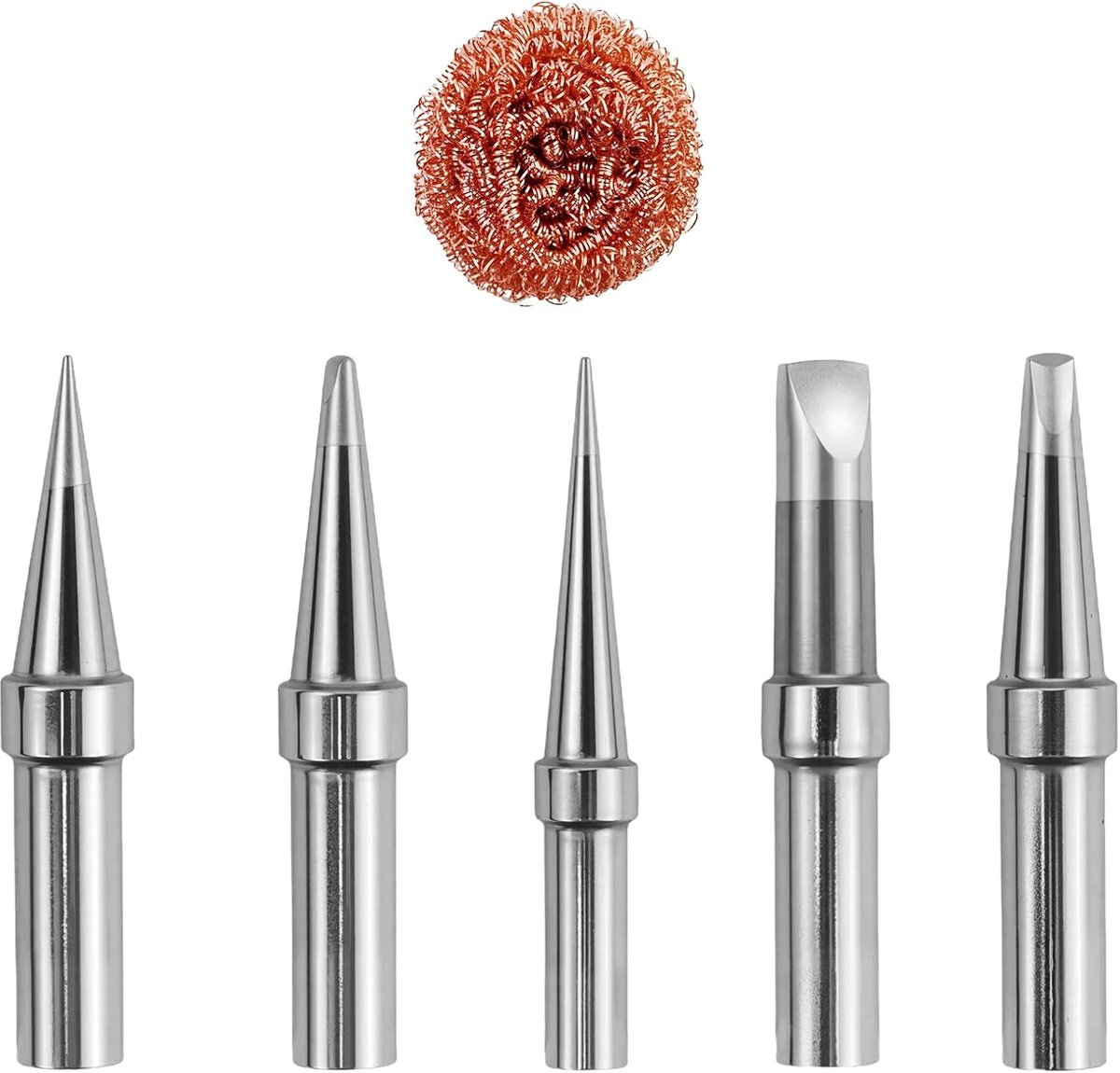 5pcs Replacement Soldering Irons, Universal Soldering Tip, Welding Head with 1 Piece Cleaning Steel Wool, Soldering - ShopVlot