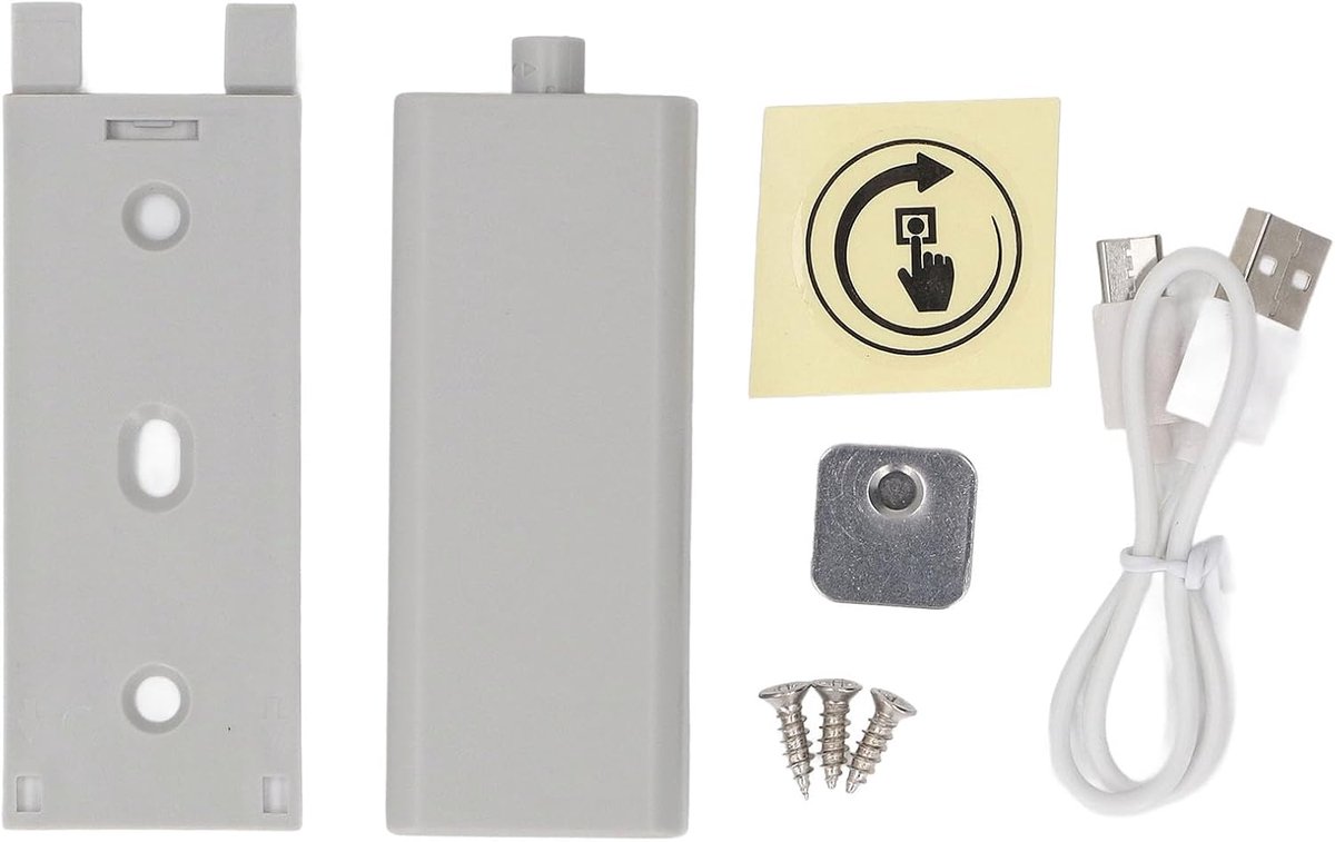 SnelShoppen - Sliding Lock voor Deur Elektrische Intelligente Magnetische Deuropener Kastdeur Lade Sliding Lock Lichtgrijze Kasten en Lades