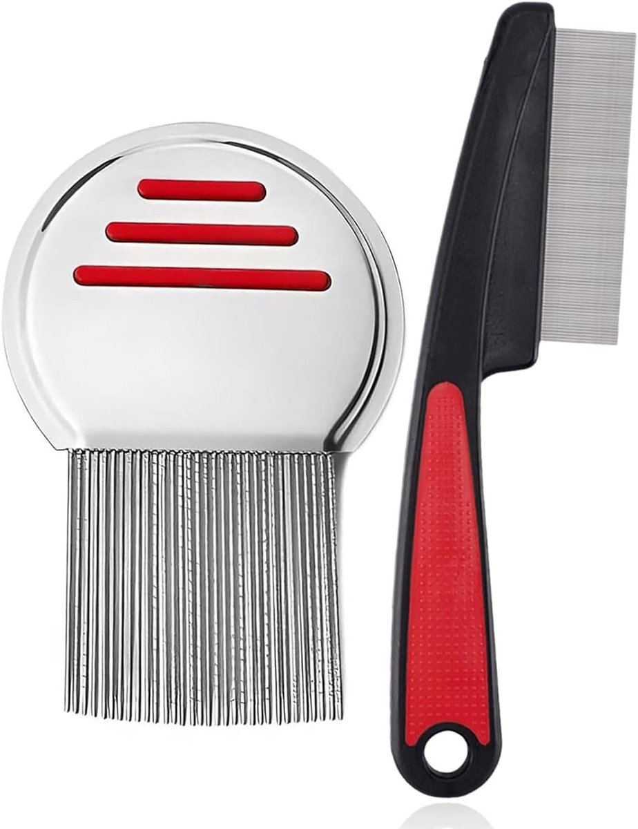 2 Pieces Professional Lice Comb for Lice and Nits Effective Lice Comb for Children Adults Pets Stainless Steel Niche - ShopVlot