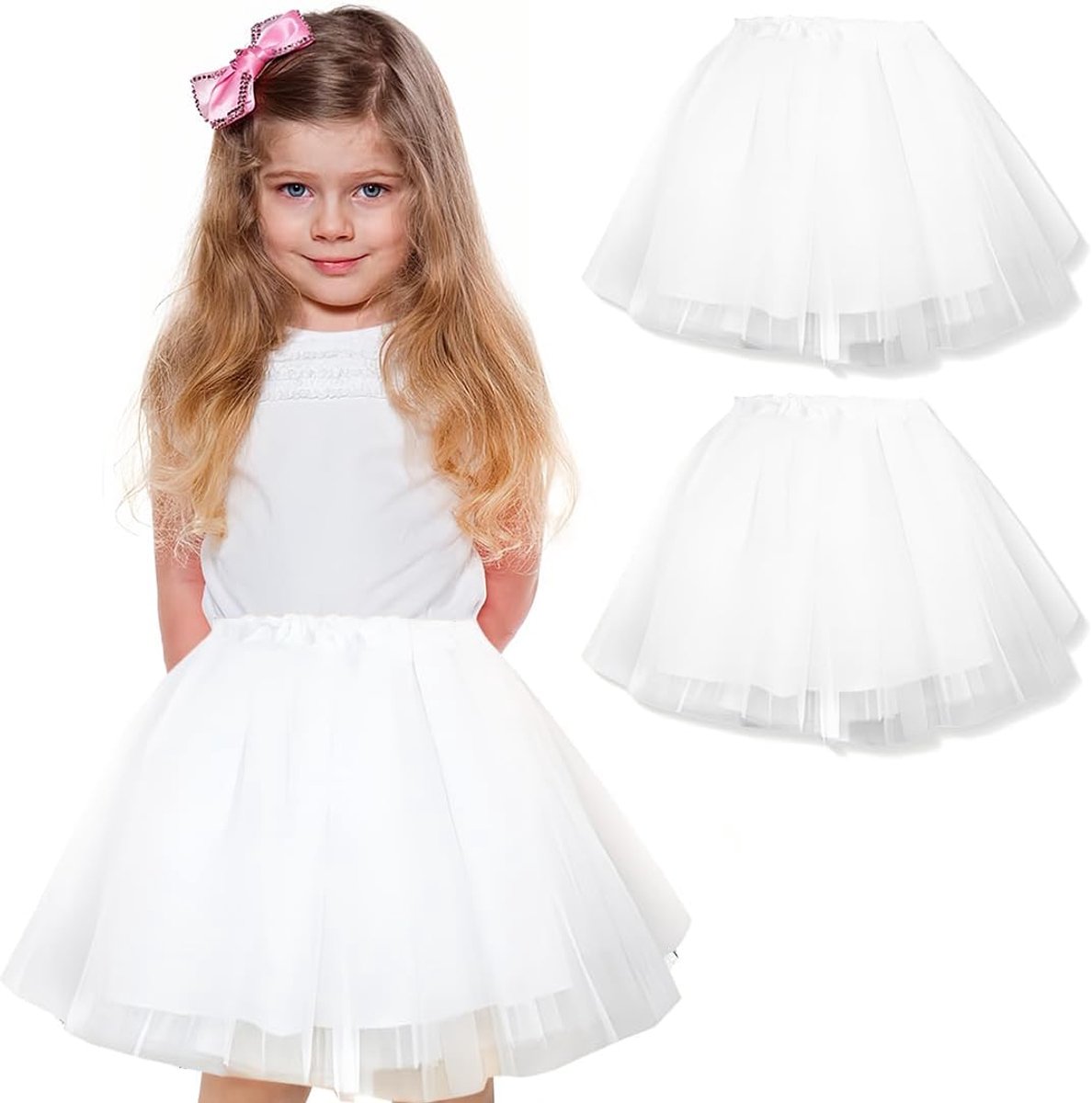 Tutu Skirt Set of 2 Ballet Dance Skirts Party Skirt Girls Tutu Costume Tulle Tutu Dance Party for Girls Tulle Skirt - ShopVlot