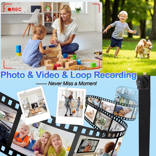 Mini Bodycam - Draagbare Camera - Beveiliging Thuis - Bewegingsdetectie - 13.4 cm - Zwart — afbeelding 3