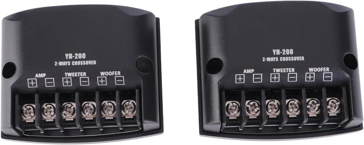 SnelShoppen - 2 Stuks Auto 2 Weg Luidspreker Frequentieverdeler 12V 60W Hoogfrequente Condensatoren Zwart Universeel voor Geluidsverbetering
