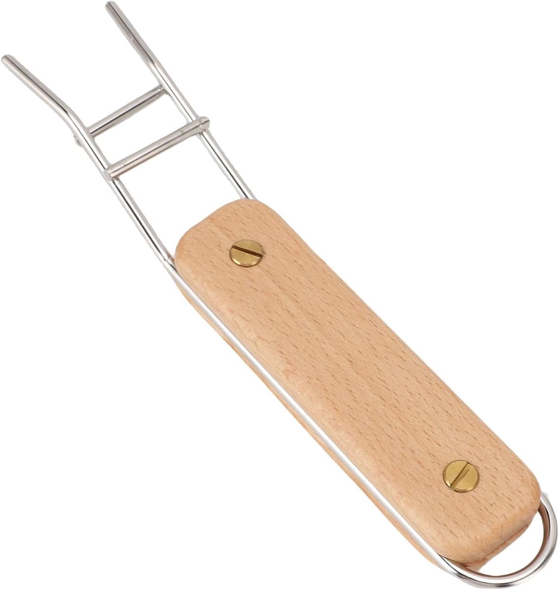 SnelShoppen - Barbecue Plate Handle Grill Grate Lifter RVS met Houten Handvat, Antislip Multifunctionele Grill Lifter voor Camping BBQ en Tuinfeesten