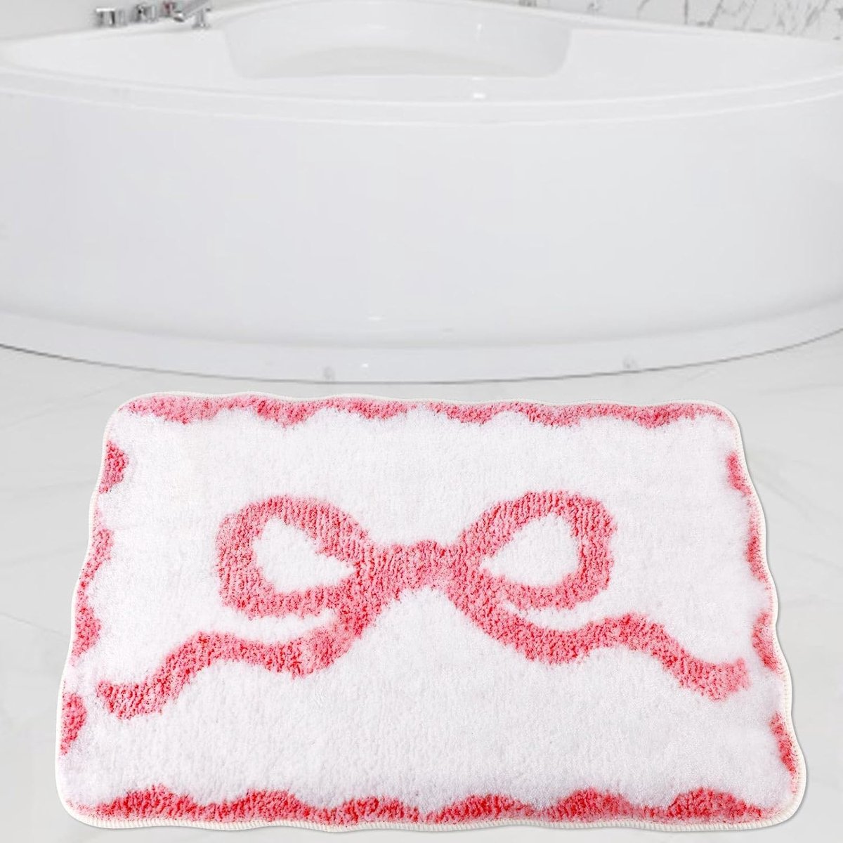 SnelShoppen - Bogen Badmat 59x39cm Roze Bogen Badkamer Mat Antislip Deurmat Badkamer Decoratie voor Woonkamer Keuken