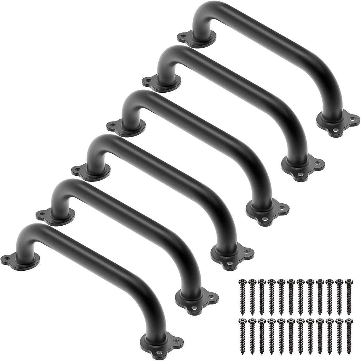 SnelShoppen - Handgreep Set 6 Stuks Zwart 30.5 cm voor Kinderen, Senioren en Gehandicapten - Veilige Klimgrepen voor Speeltoren, Badkamer, Toilet en D