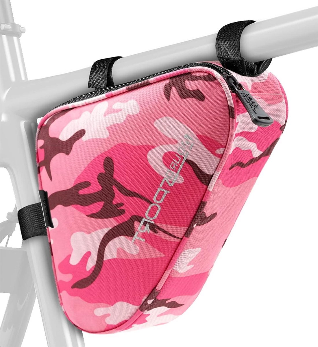 Fiets Opbergtas - Zadel Frame Pouch - Onderweg Spullen Dragen - Waterbestendig Polyester - 15 Liter Capaciteit - Roze Camouflage