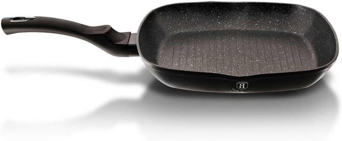 Grillpan - Koekenpan - Lekker Koken - Anti-aanbaklaag - 28 cm - Zwart Zilver