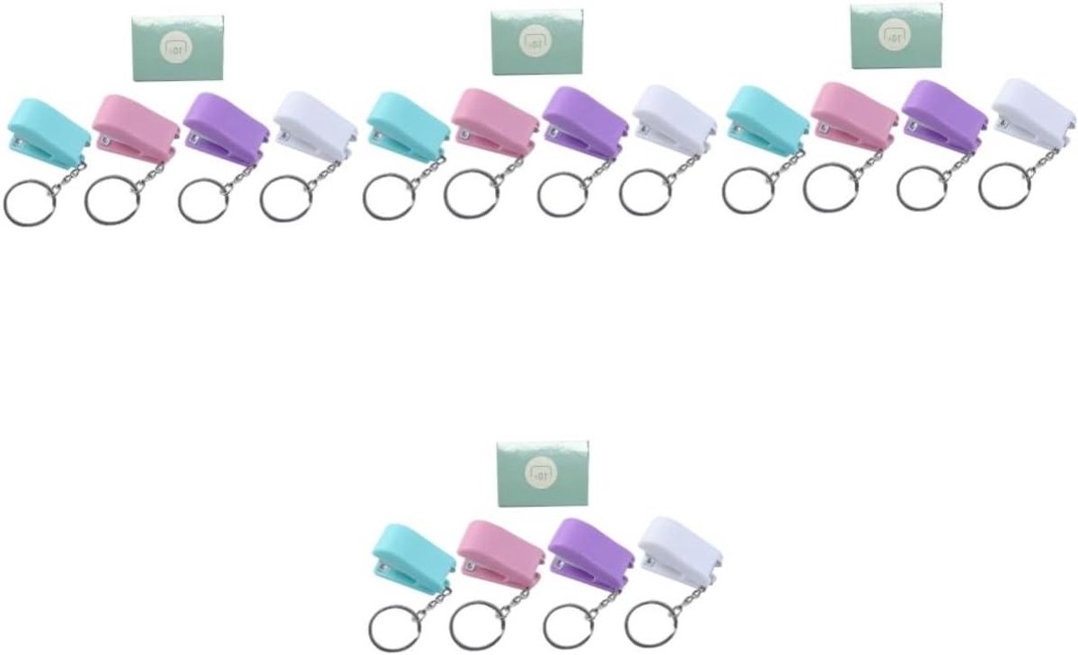 Mini Nietmachine - Sleutelhanger Nietapparaat - Papier Binden - Compact Ontwerp - 4 Sets - Diverse Kleuren