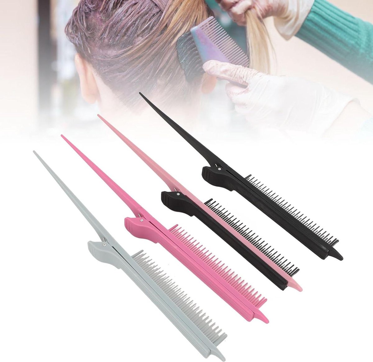 Markeer Kam met Clip - Rat Staart Kam Haarstyling Kam - Haar Verven en Stylen - Efficiënte Haarverdeling