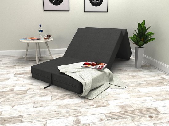Vouwmatras 3-delig - Gastenmatras logeerbed - Kamperen en reizen - OEKO-TEX Standard 100 - 80 x 195 cm - Antraciet — afbeelding 2