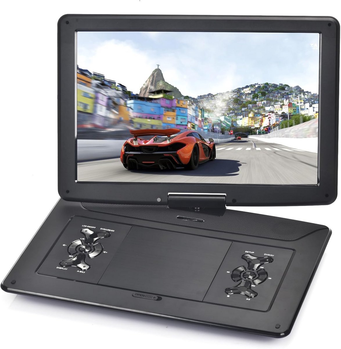 Draagbare DVD-speler - Films Kijken - Reizen Onderweg - Draaibaar HD Scherm - 156 Inch - Zwart