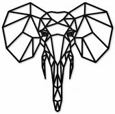 DÉCORATION MURALE EN BOIS - DÉCORATION MURALE GÉOMÉTRIQUE - ART MURAL GÉOMÉTRIQUE - ÉLÉPHANT - 100 x 100 cm - NOIR - FIGURE MURALE ORIGAMI - ANIMAUX AFRICAINS