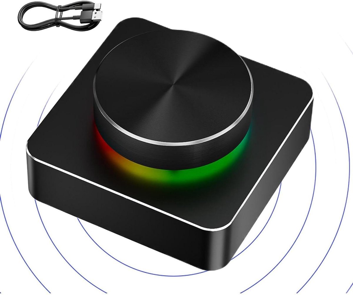 Draadloze Volumeregelaar - Audio Controller - Muziek Projecten - RGB Verlichting - 5.2 x 9.3 x 5.2 cm - Zwart